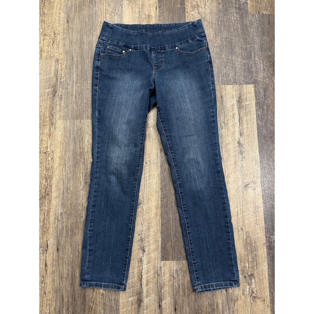 Jag Jeans Peri Straight Leg Pull On Denim Jeans Medium Wash Blue Womens Size 8